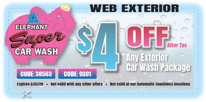 Elephant Carwash Web Exterior coupon 3/31/20 Elephant Car Wash
